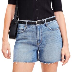 LOFT High Rise Cut Off Denim Shorts Size 33 / 16 Medium Wash Raw Hem Distressed